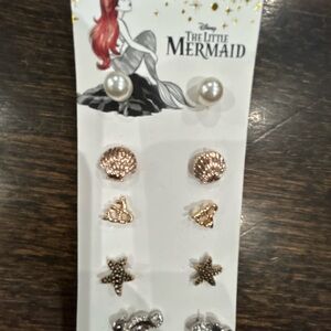 Disney The Little Mermaid Pearl and Gold Earring Set
